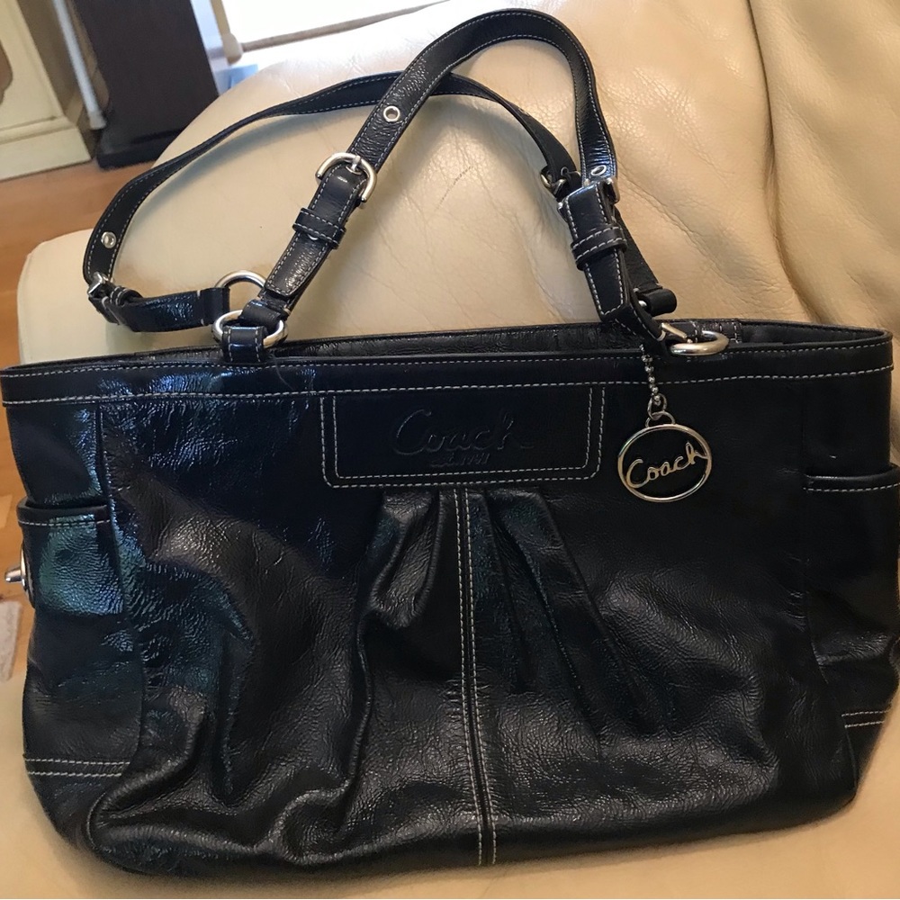 Navy Blue Coach Leather Bag